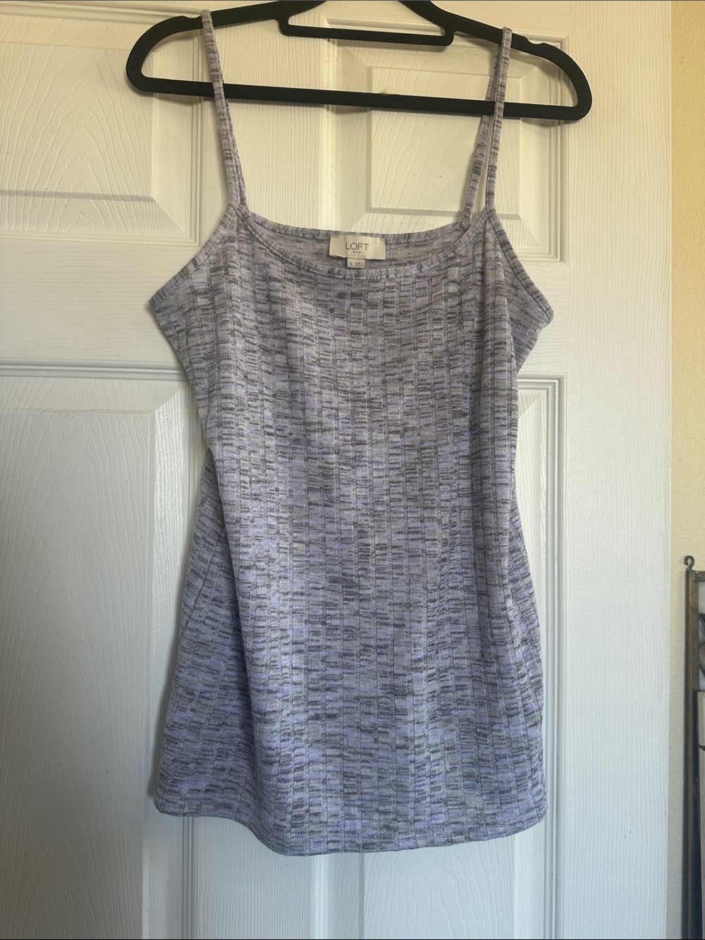 LOFT Lavender Striped Knit Spaghetti Strap Tank Top